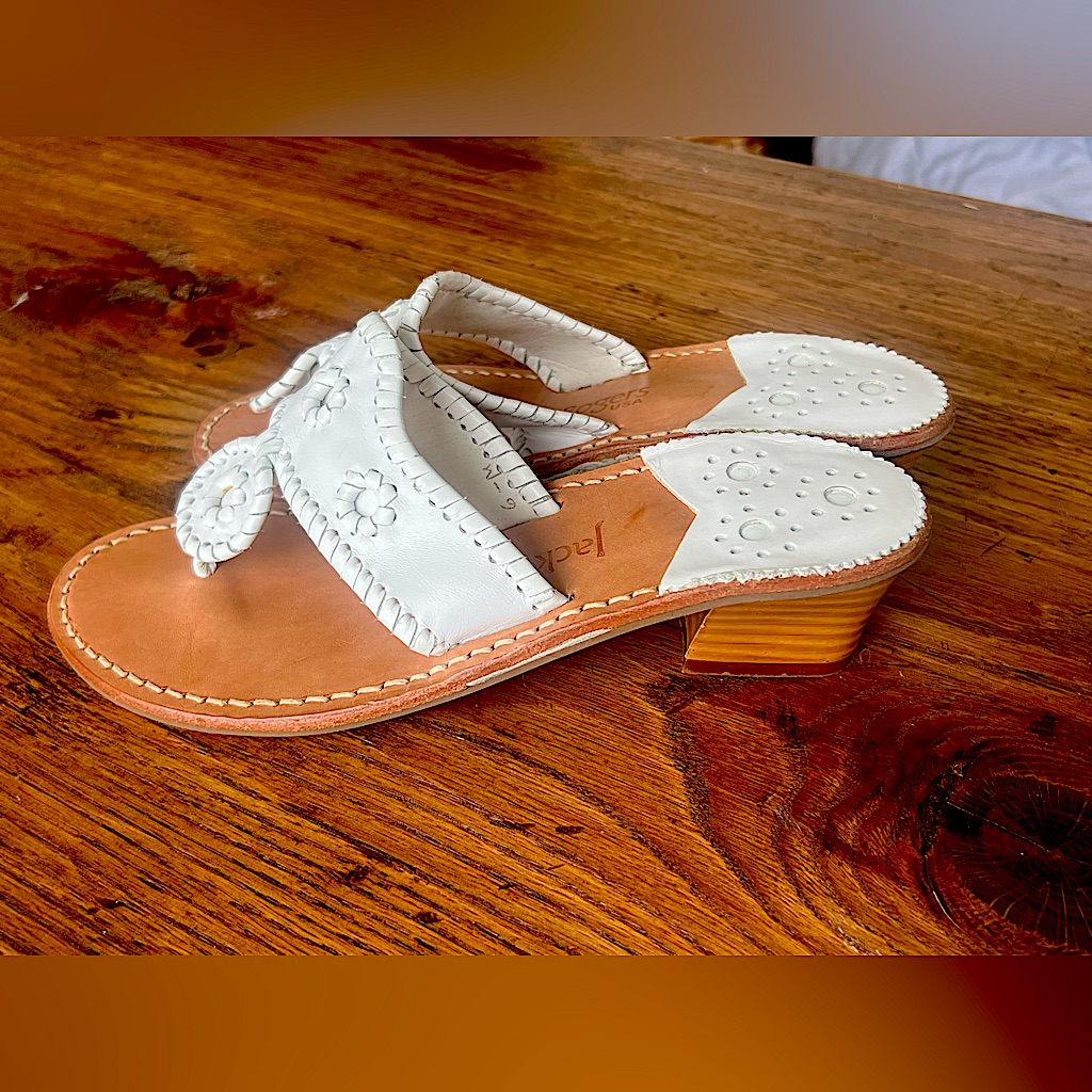 Classic Jack Rogers Heeled Sandal In White